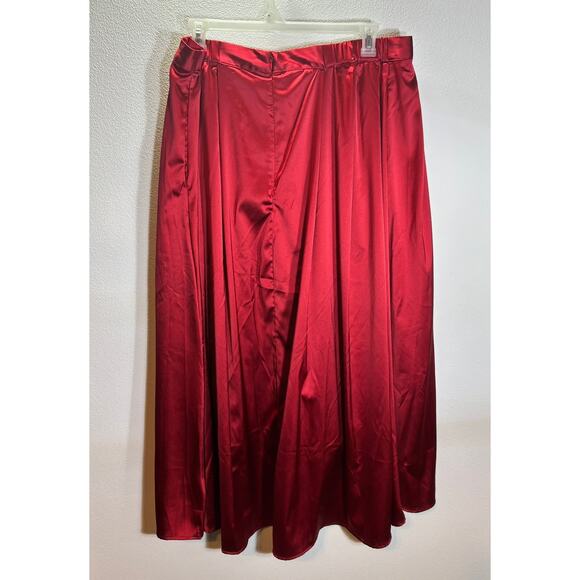 Making The Cut Red Satin High Low Midi Skirt Womens 2X NWT Plus Size Elegant - Picture 4 of 7